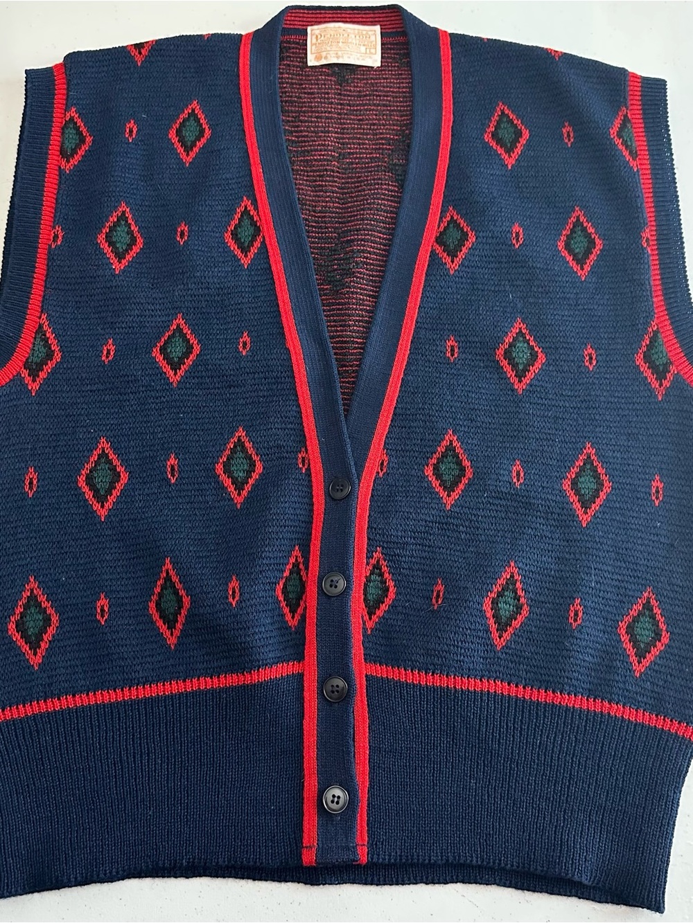 Vintage Pendleton Wool Sweater Vest Mens Large USA Geometric Grandpa Core